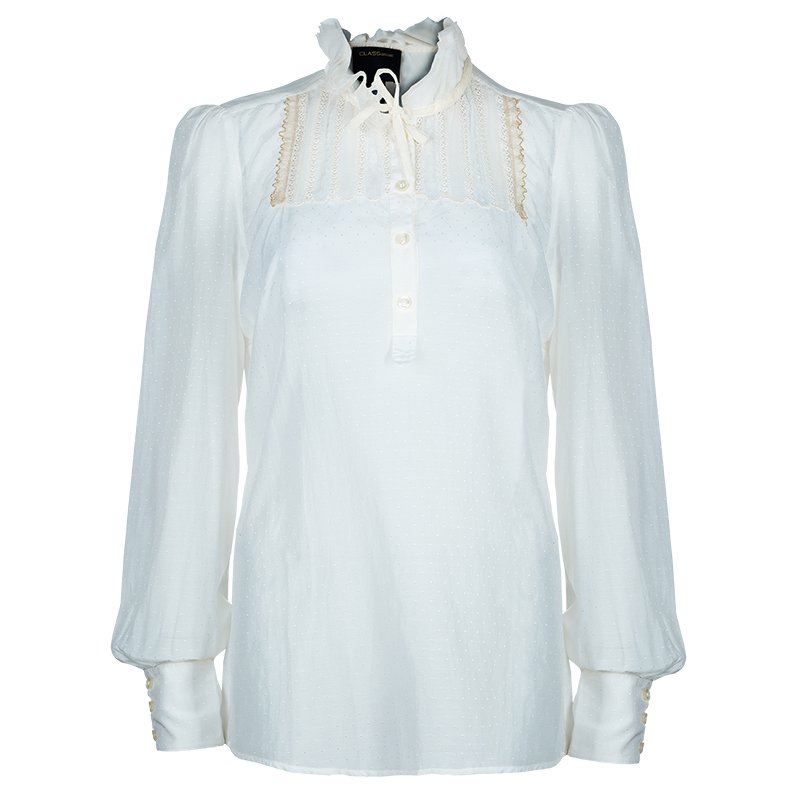 Pre Owned Class Roberto Cavalli Off-White Cotton Top L