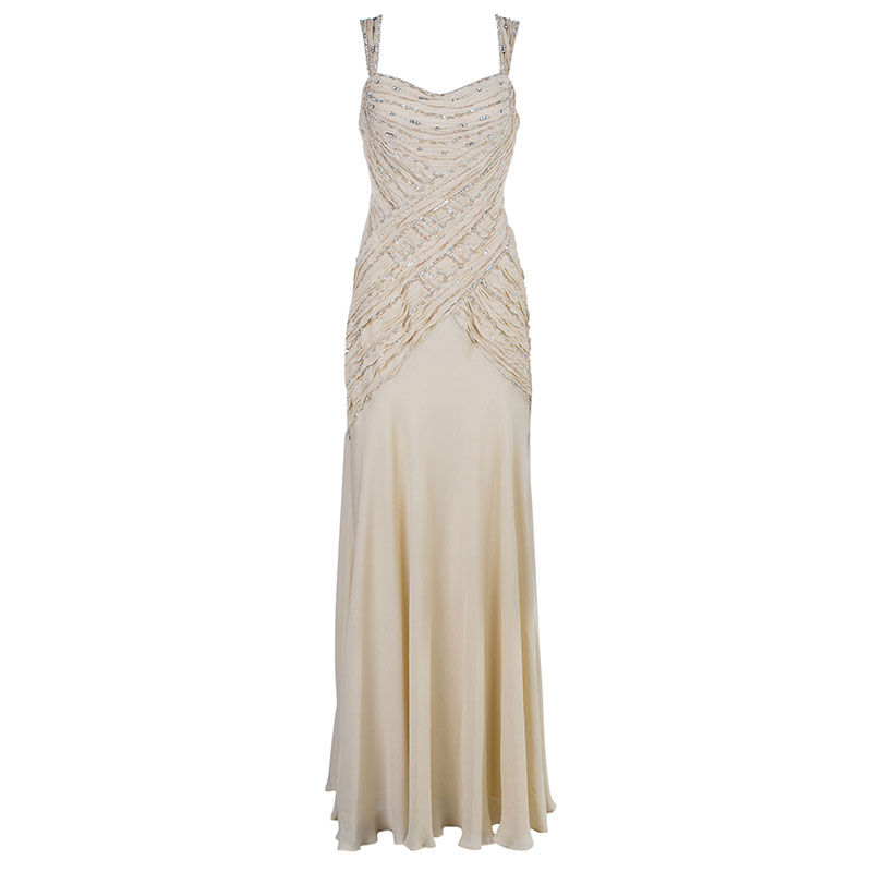 Pre Owned Class by Roberto Cavalli Blush Embellished Gown L