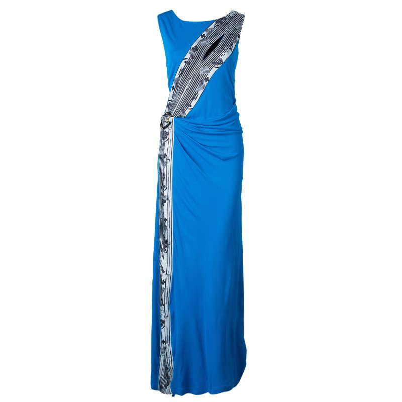 Pre Owned Class by Roberto Cavalli Turquoise Sleeveless Long Dress XL