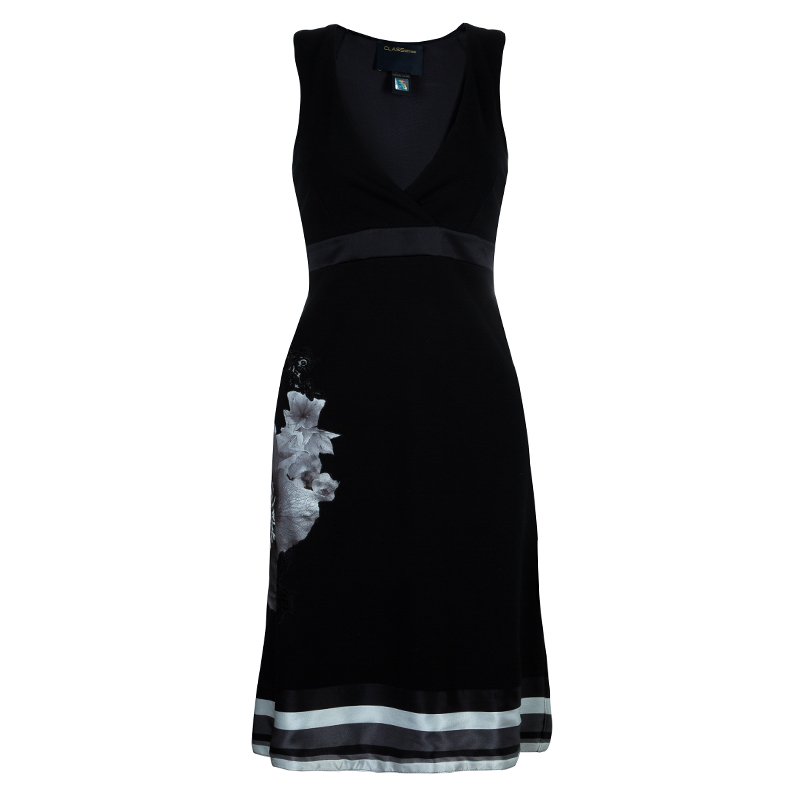 Pre Owned Class by Roberto Cavalli Black Floral Print Dress M