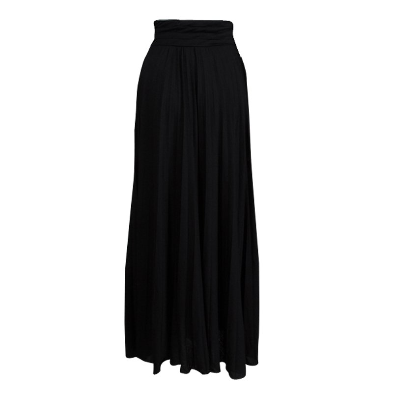 Pre Owned تنورة كلاس باي روبرتو كافالي تريكو أسود مكشكشة ماكسي S