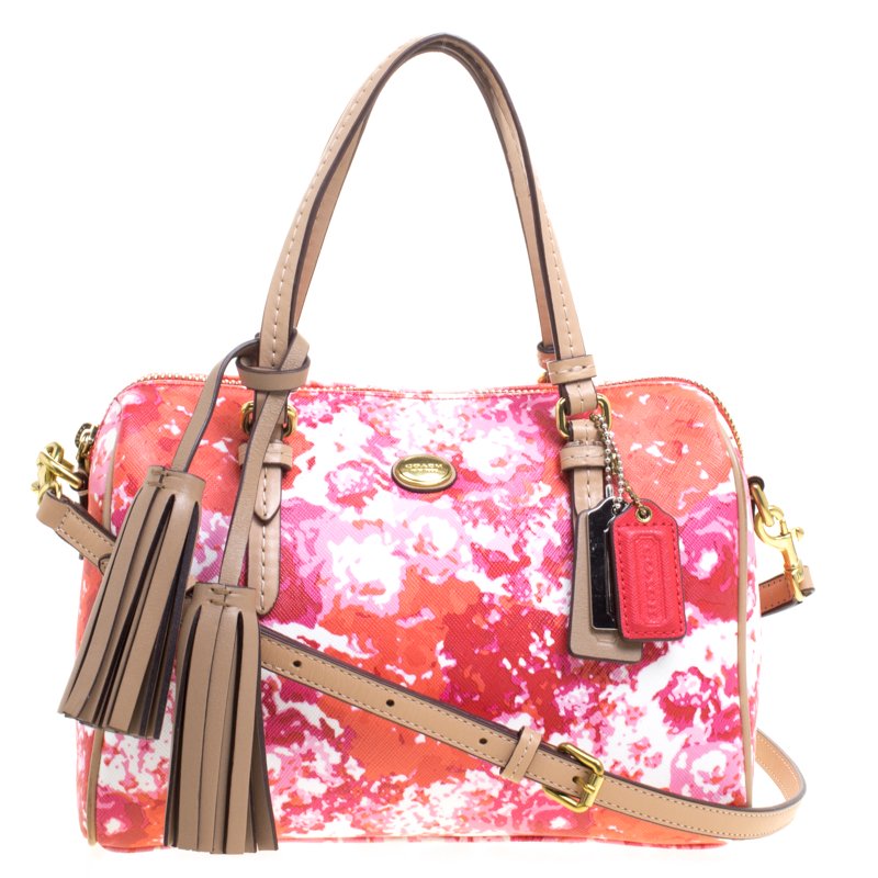 Coach, Bags, Coach Mini Bennett Satchel With Cross Stitch Floral Print  Silverwhite Multi