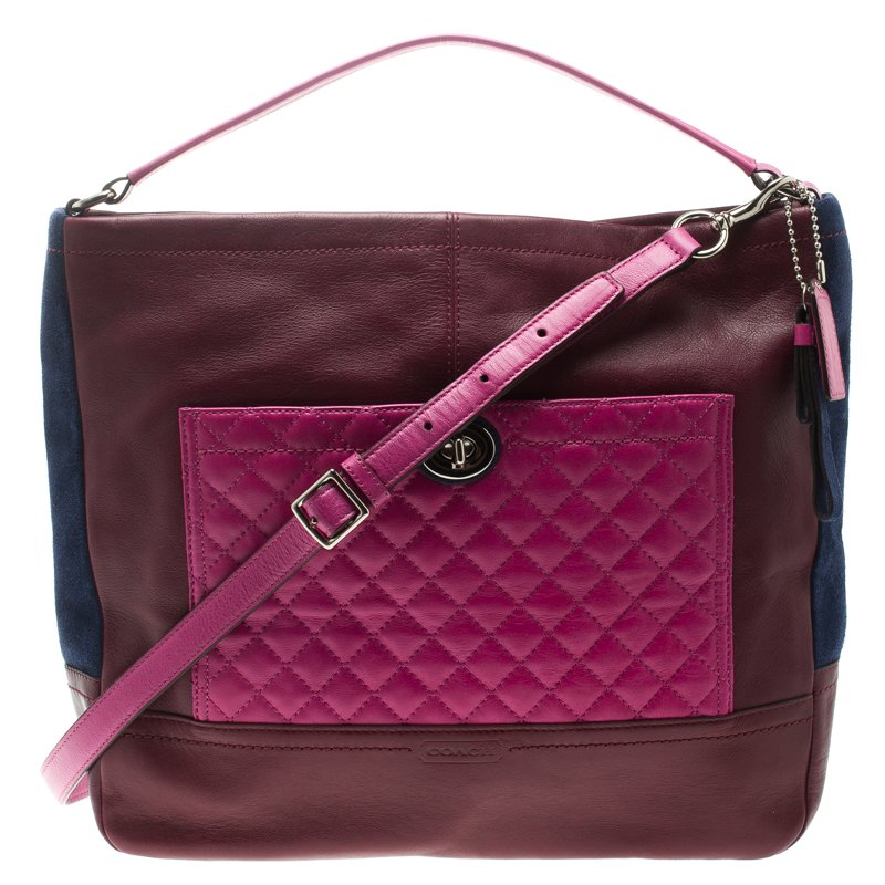 Pre Owned Coach Multicolor Leather and Suede Colorblock Park Hobo