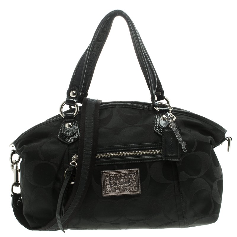 Coach Black Signature Canvas Poppy Satchel