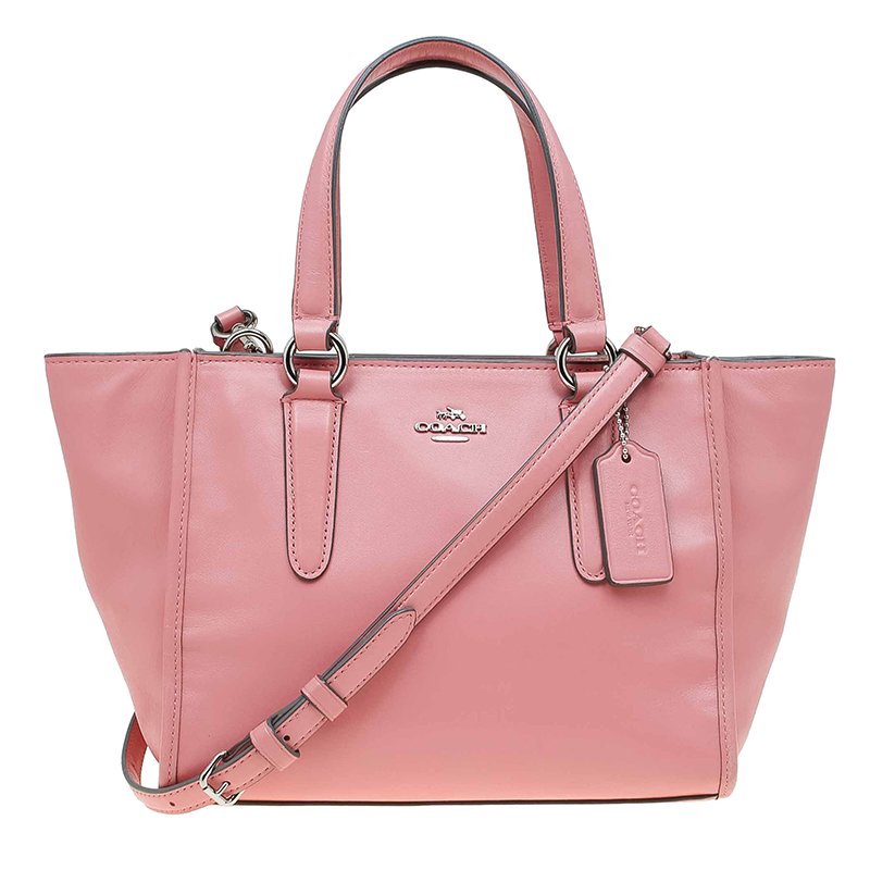 Pre Owned Coach Pink Leather Caryall Top Handle Bag
