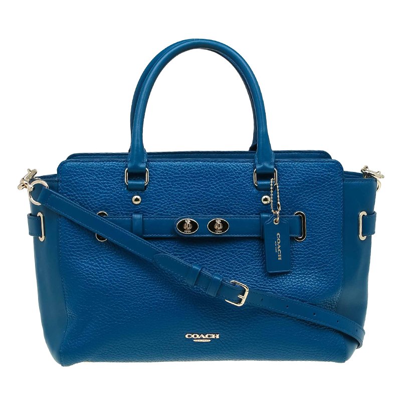 Coach Blue Leather Swagger Carryall Top Handle Bag