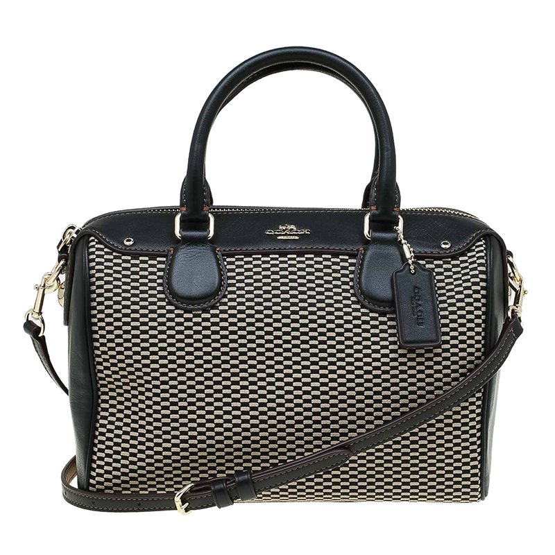 Pre Owned Coach Black Leather and Canvas Mini Bennett Satchel