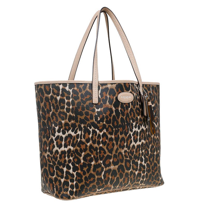 coach metro ocelot leopard print tote