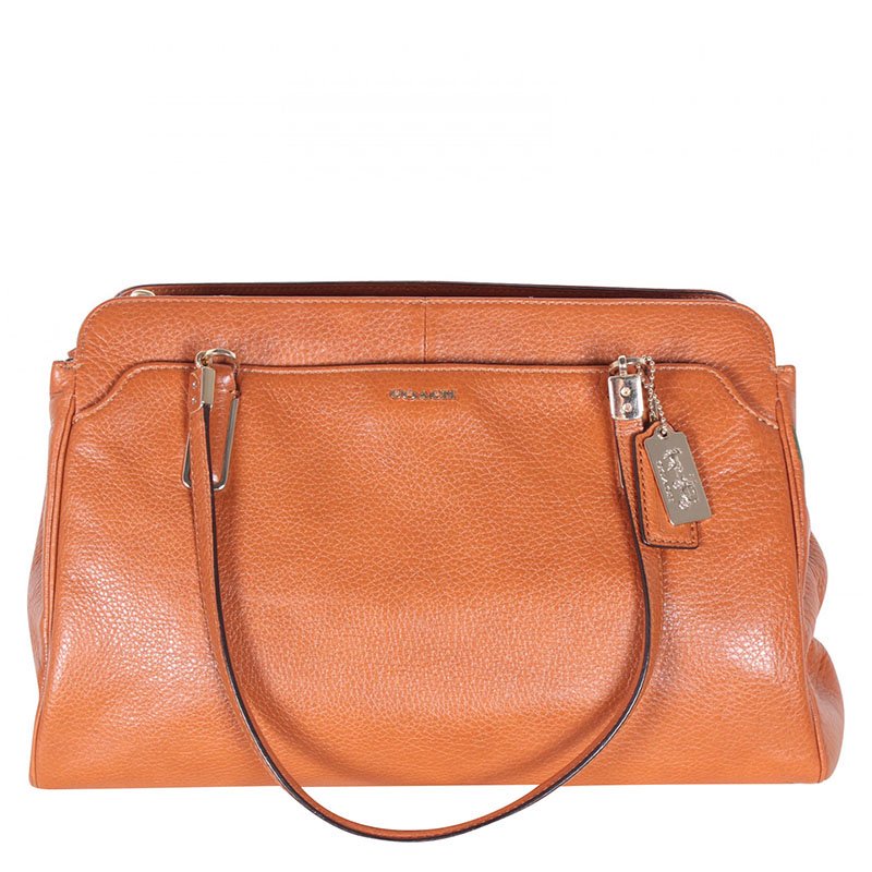 Coach Tan Pebbled Leather Satchel Bag