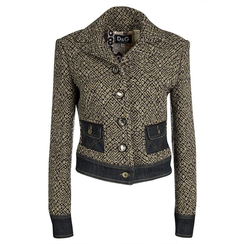 D&G Multicolor Tweed and Denim Blazer M