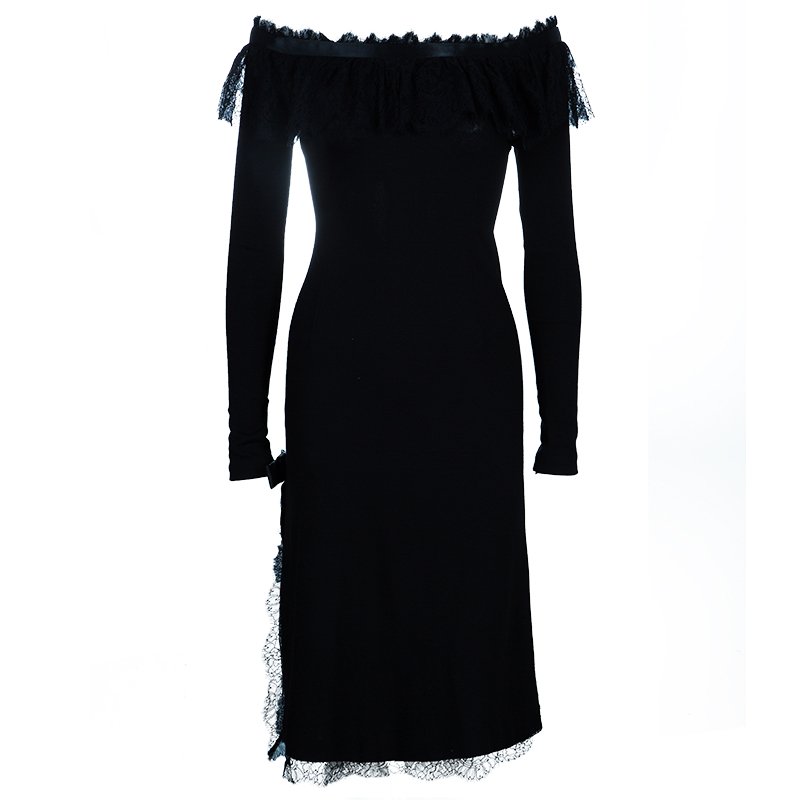 D and G Black Cotton and Lace Dress S