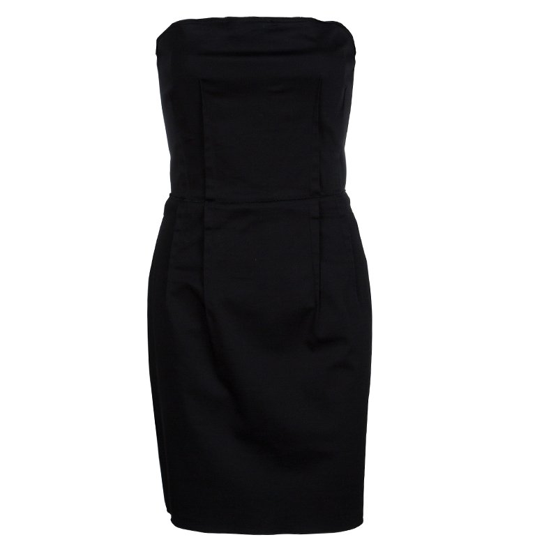 D&G Black Cotton Strapless Dress M