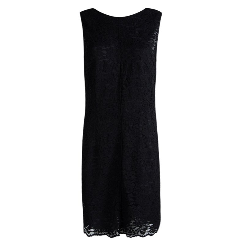 Pre Owned D&G Black Lace Scoop Back Detail Sleeveless  Dress L