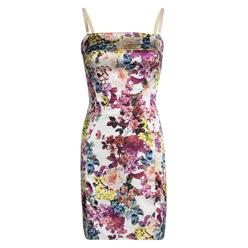 Pre Owned D and G Multicolor Floral Printed Silk Sleeveless Dress S