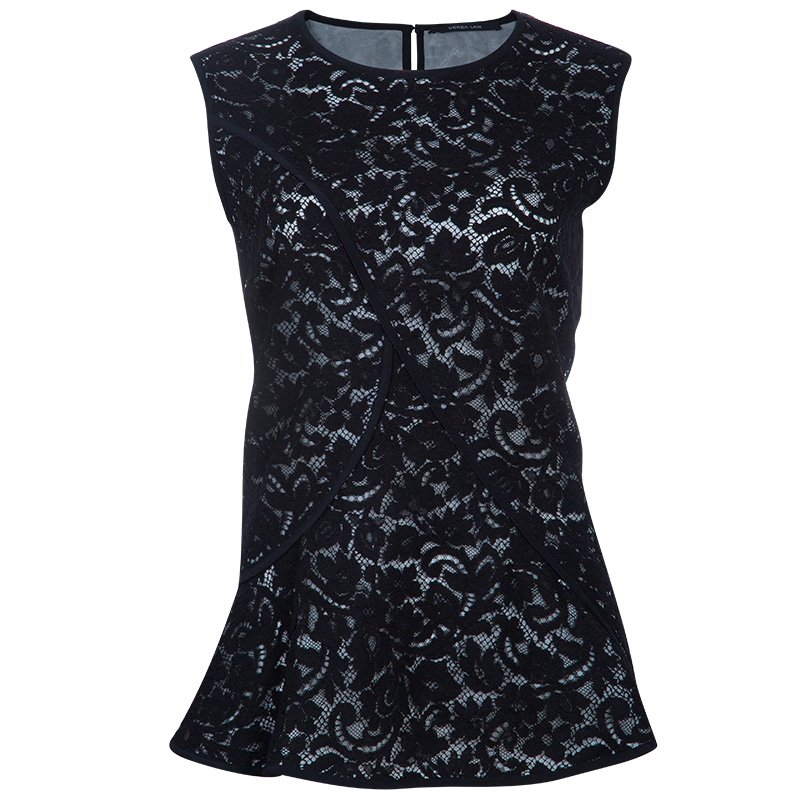 Derek Lam Black Lace Top L