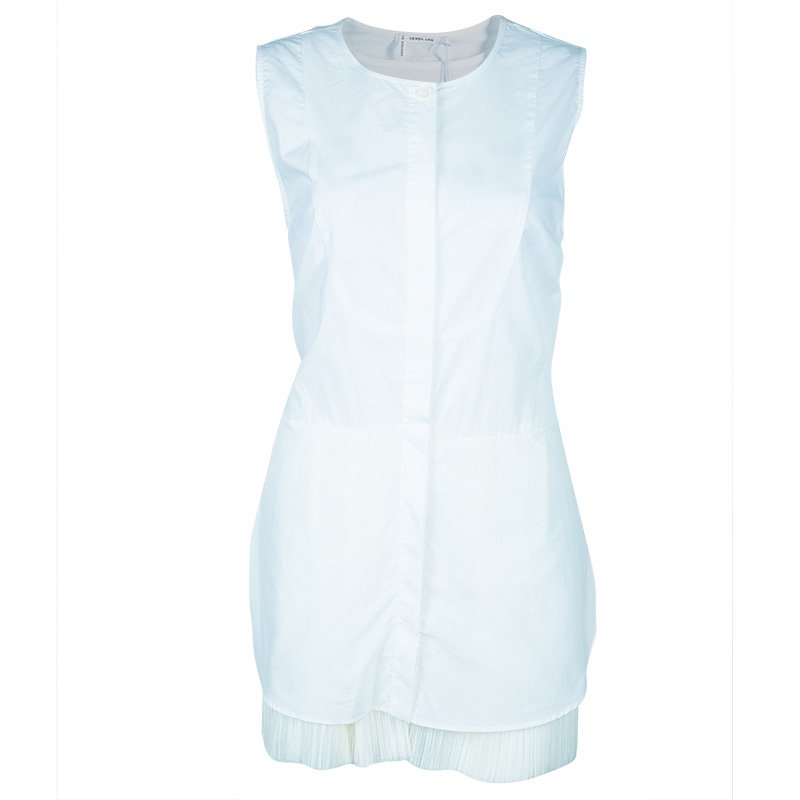 Derek Lam White Sleeveless Cotton Shirt L