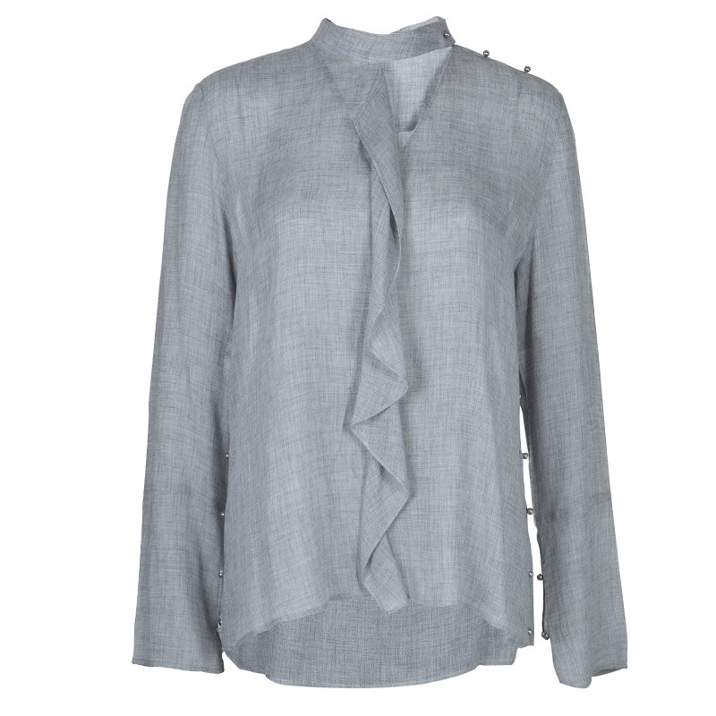10 Crosby Derek Lam Grey Long Sleeve Top M