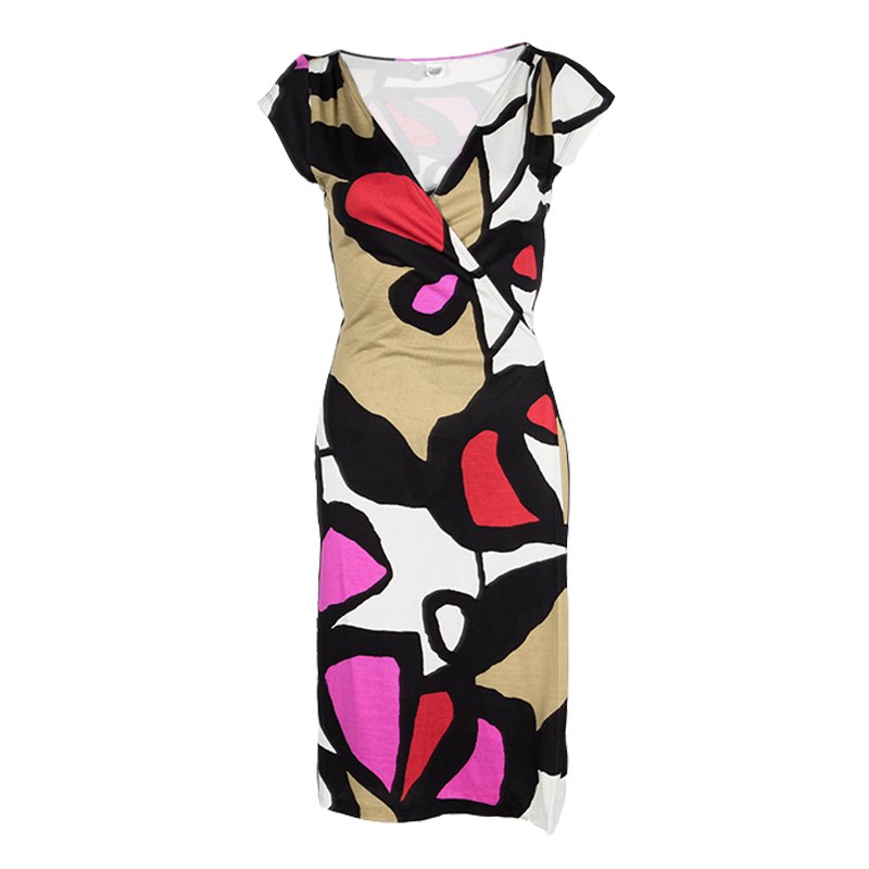 Pre Owned Diane Von Furstenberg Multicolor Printed Silk Abri Wrap Dress M