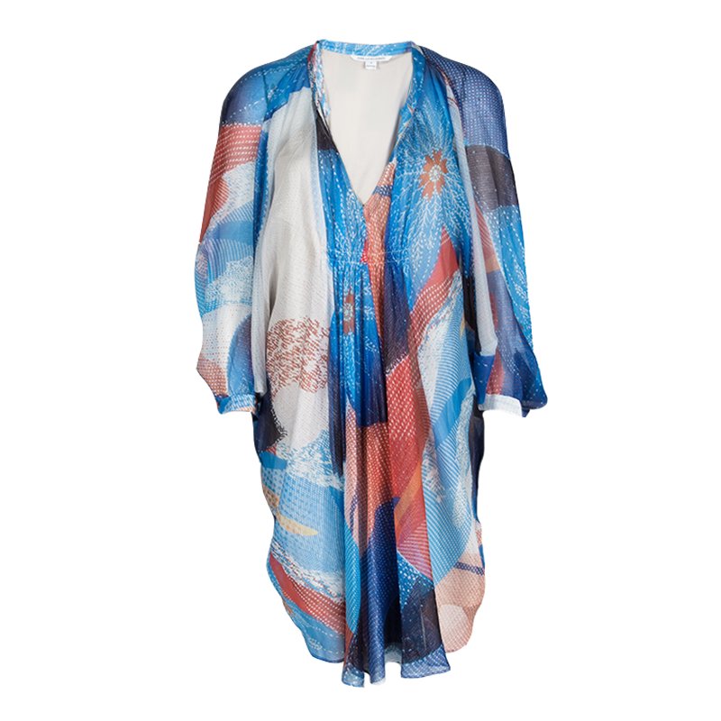 Pre Owned Diane Von Furstenberg Batik Land Print Fleurette Kaftan Dress L