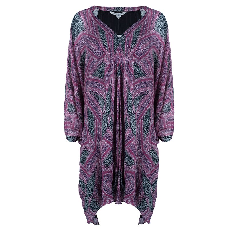 Pre Owned Diane Von Furstenberg Pink Fleurette Chiffon Dress L