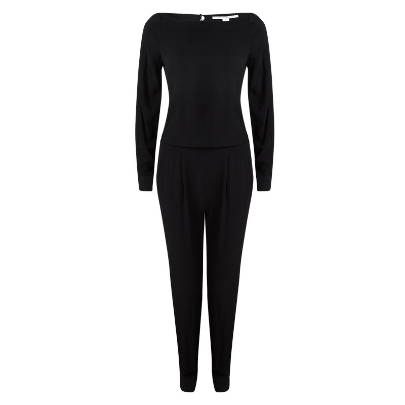 Pre Owned Diane Von Furstenberg Black Long Sleeve Cynthia Jumpsuit S