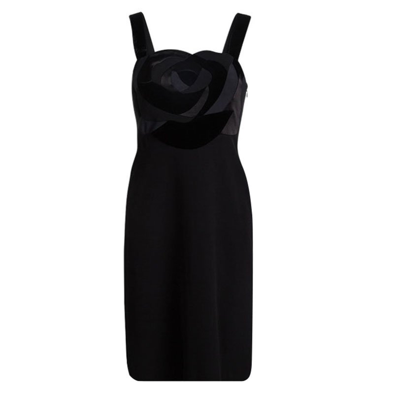 Pre Owned Diane Von Furstenberg Black Floral Patchwork Detail Darling Dress S