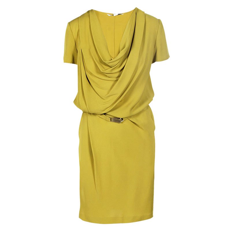 Pre Owned Diane Von Furstenberg Yellow Danil Silk Dress S