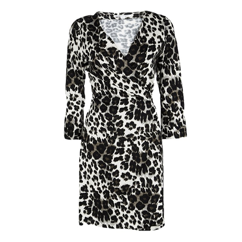 dvf leopard print wrap dress