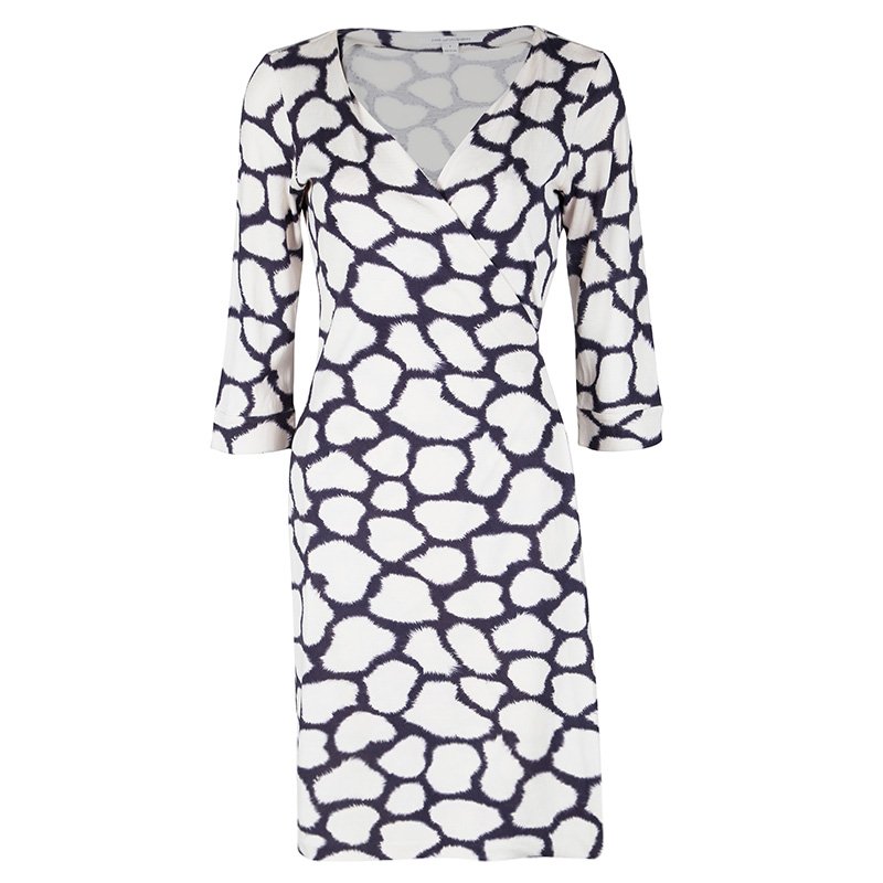 Pre Owned Diane Von Furstenberg Multicolor Printed Silk New Julian Two Wrap Dress M