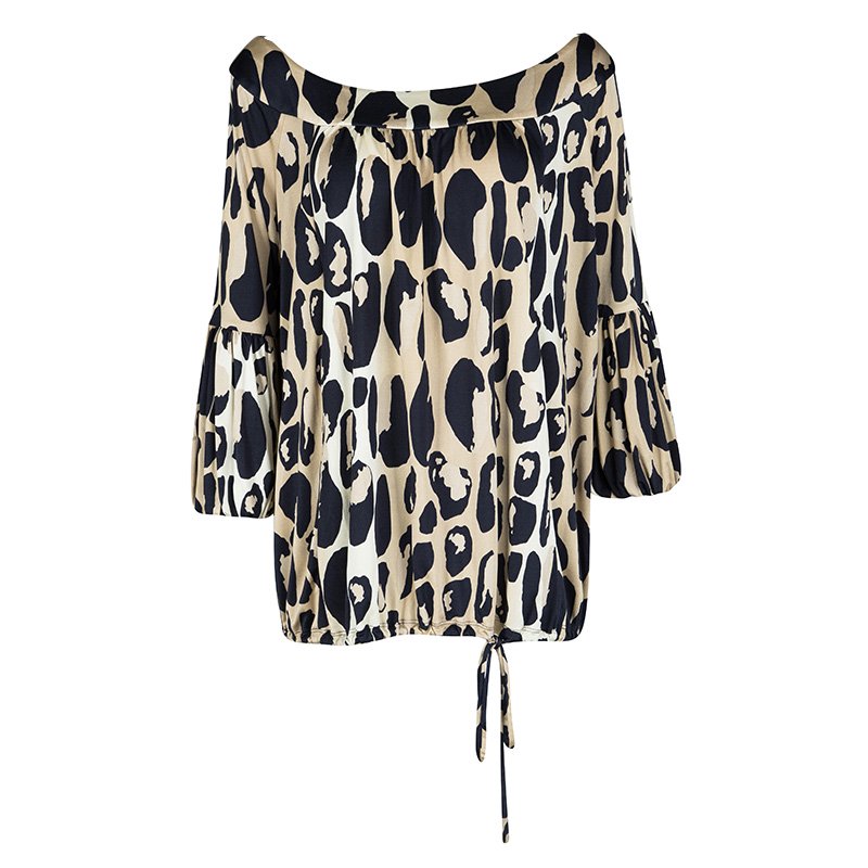 Pre Owned Diane Von Furstenberg Multicolor Animal Printed Pele Top L