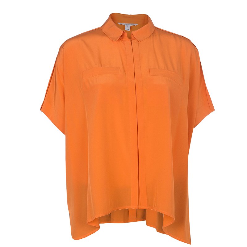 Pre Owned Diane von Furstenberg Tangerine New Eris Top S