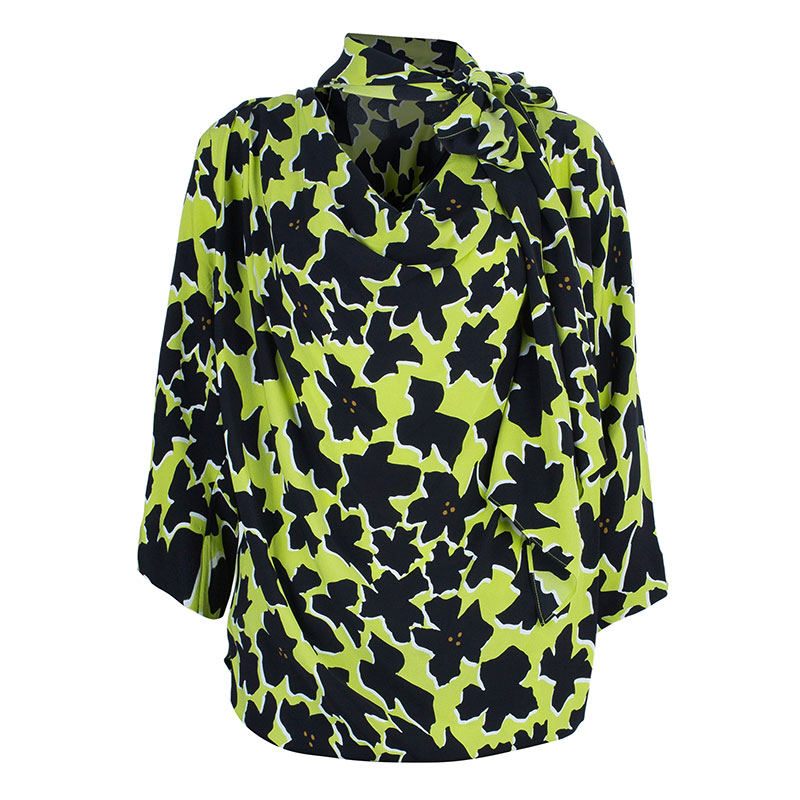 Pre Owned Diane Von Furstenberg Theresa Printed Top L