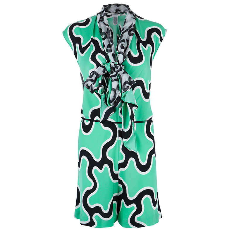 Pre Owned Diane Von Furstenberg Zebina Printed Playsuit M