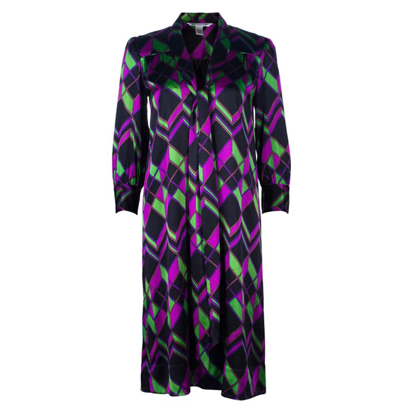 Pre Owned Diane von Furstenberg Sapphire Multicolor Dress S