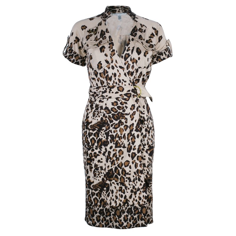 Pre Owned Diane von Furstenberg Leopard Print Anoush Dress S