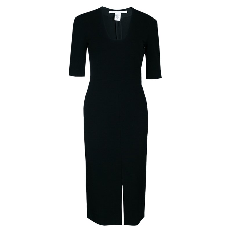 Pre Owned Diane von Furstenberg Phyllis Black Sheath Dress S