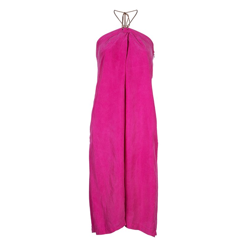 Pre Owned Diane Von Furstenberg Maui Fuschia Halter Dress M
