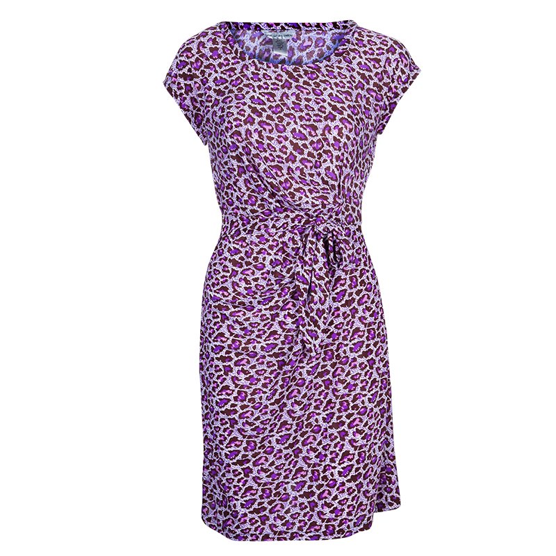 Pre Owned Diane von Furstenberg Purple New Della Silk Dress S