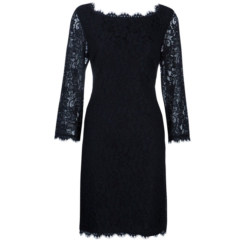 diane von furstenberg black lace dress