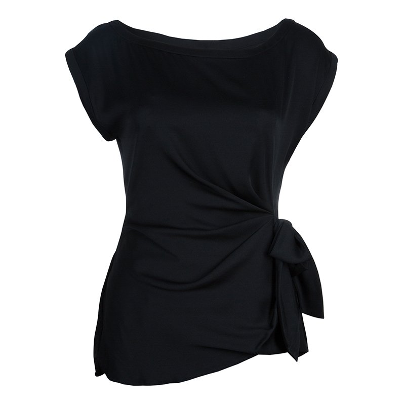 Pre Owned Diane von Furstenberg Black Belted Top S