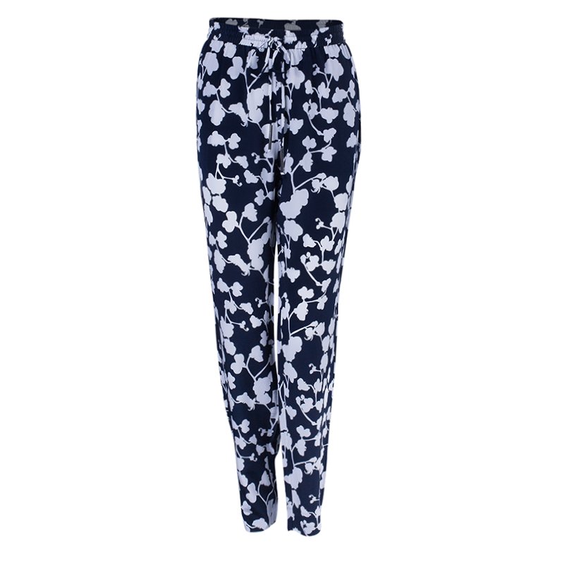 Pre Owned Diane Von Furstenberg Benett Orchid Silk Tapered Pants L