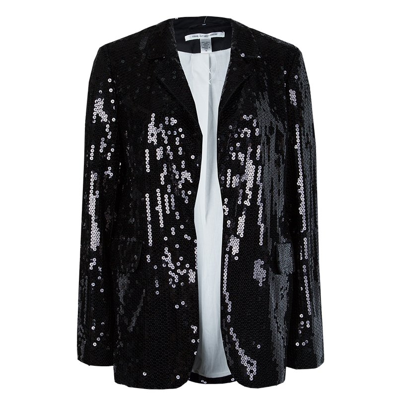 Pre Owned Diane Von Furstenberg Black Sequin Embellished Blazer M