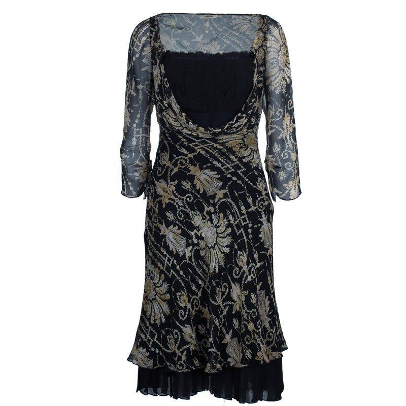 Pre Owned Diane Von Furstenberg Tamary Chiffon Printed Dress S