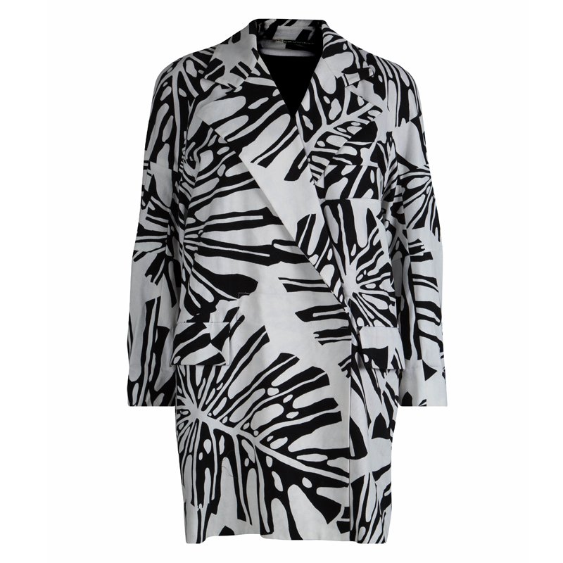 Pre Owned Diane Von Furstenberg Monochrome Cotton Canvas Oversized Laurel Blazer P