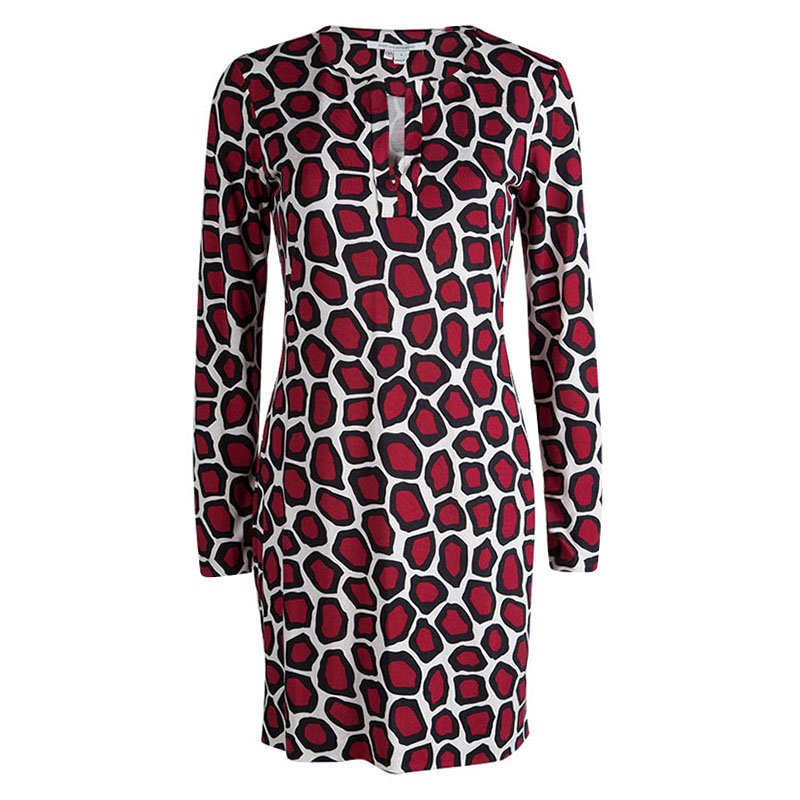 Pre Owned Diane Von Furstenberg Stone Leopard Print Silk Jersey Reina Dress S