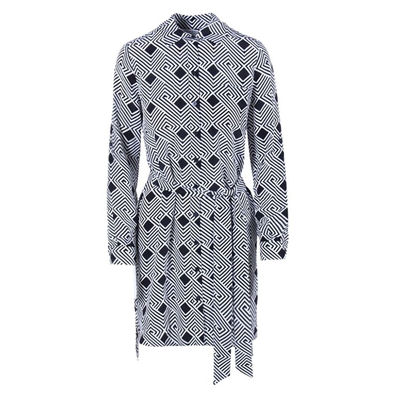 Pre Owned Diane Von Furstenberg Prita Silk Shirt Dress XXS