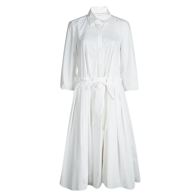 Pre Owned Diane von Furstenberg White Cotton Poplin Cynthia Dress L