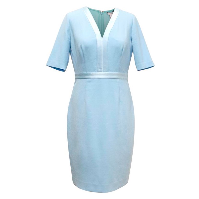 Pre Owned Diane Von Furstenberg Baby Blue Short Sleeve Dress M