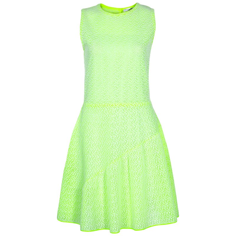 Dior Neon Green Flare Mid-length Dress M Dior | The Luxury Closet