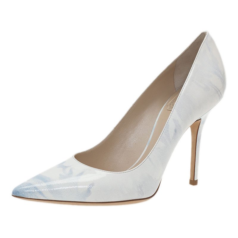 مملوكة مسبقًا Dior Grey Shaded Patent Leather Pointed Toe Pumps Size 36